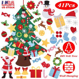 Sapin Noël feutre 41 ornements détachables enfants