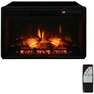 Foyer électrique 27", flamme réaliste, télécommande, 1400W, noir