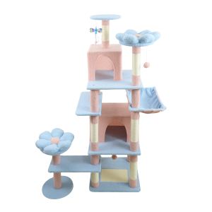 Arbre chat 71po fleur grand condo bleu