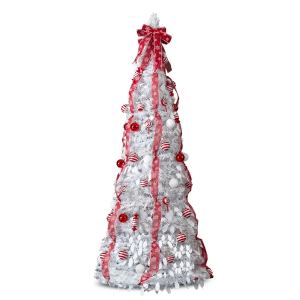 Sapin Noël 7 FT pré-illuminé 170 lumières chaudes ornements rouge