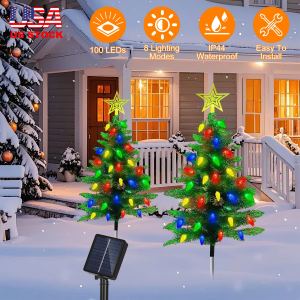 Sapin Noël solaire 37,4 po, 100 LED couleur, 8 modes, IP44