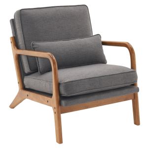 [44658239] Fauteuil lounge simple en chêne gris foncé