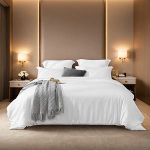 Ensemble housse couette couleur unie blanc/rose microfibre