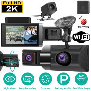 Dashcam 3 voies 2K GPS WiFi 140° Vision nuit