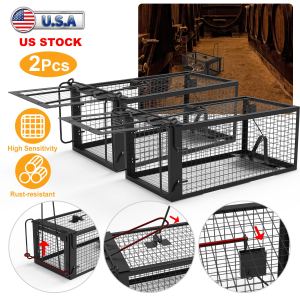 2x Piège rongeur cage vivante fer galvanisé, tige U détachable