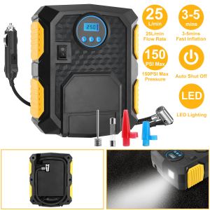 Gonfleur 12V CC 120W 150PSI LCD compresseur air 25L/min