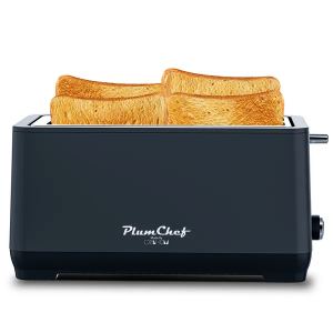 Grille-pain 4 tranches fente large 6 niveaux noir mat