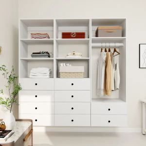 Livelylodge Garde-robe modulaire blanche, fermée