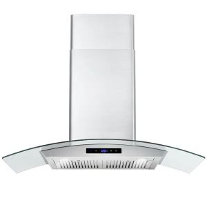 30 Inch Wall Mounted Range Hood 700CFM Tempered Glass Touch Panel Control Vented LEDs
