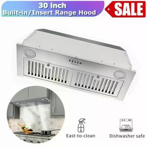 Hotte encastrée 30 po 600CFM DEL convertible acier inox
