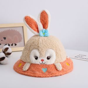 Chapeau seau oreilles lapin enfant beige 4983