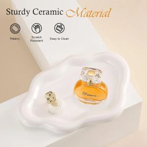 Plateau bijoux céramique nuage blanc, porte-bagues, décor chambre moyen
