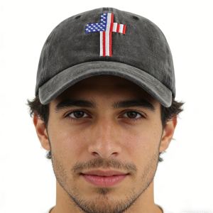 Casquette croix drapeau américain Jesus ajustable homme femme
