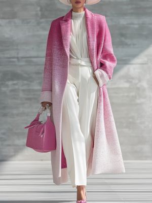 Women's Loose-fitting Long Gradient Coat With Lapel