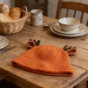 Chapeau seau enfant bois de cerf orange 4976