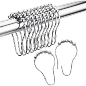 Ensemble 12 crochets rideaux douche acier inoxydable