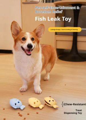 Jouet distributeur gâteries poisson silicone, ralentisseur