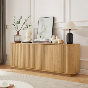 Buffet bois motif vague naturel 64L x 15P x 24H