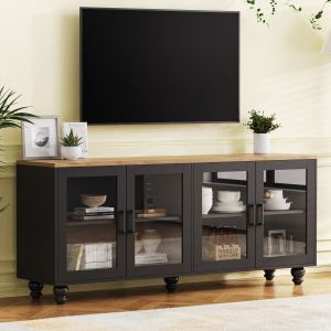 Meuble TV ferme campagnard noir, Pour TV 70''