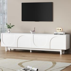 Meuble TV 78po arche minimaliste bois blanc