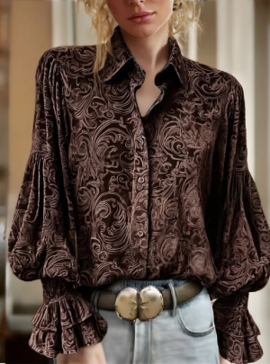 Chemise imprimé floral col montant