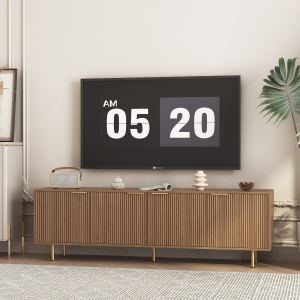 Meuble TV 68po cannelé bois portes rangement