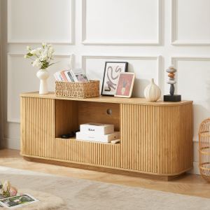 Meuble TV 64po vague rayure naturel