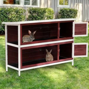 Clapier lapin 54" 2 étages portes verrouillables habitat