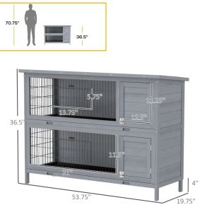 Clapier lapin 54" 2 étages 1-2 lapins portes verrouillables