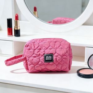 Sac cosmétique portable - rose rouge