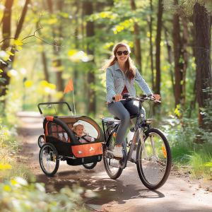 Remorque vélo enfants 2 places 360° fenêtres noires