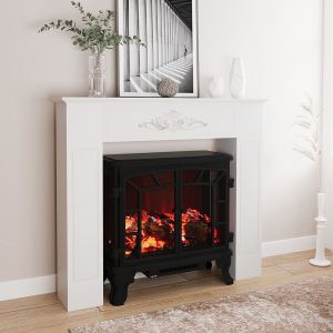 Foyer électrique moderne blanc 44,7" L x 40" H