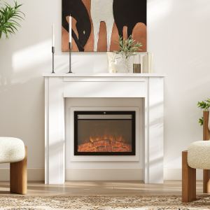 Foyer électrique blanc moderne 44,7" L x 40" H