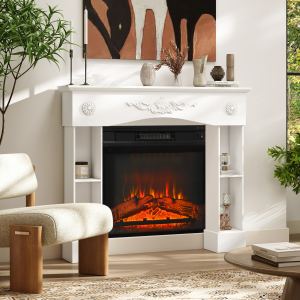 Manteau foyer baroque indépendant 45,3 L x 39,4 H, blanc