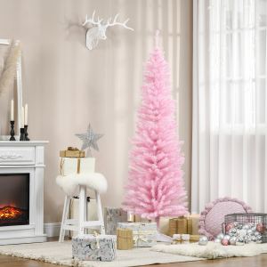 Sapin Noël artificiel 6' mince 390 branches rose