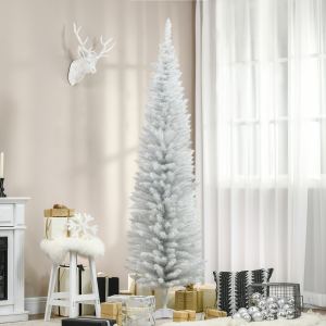 Sapin Noël artificiel crayon 7 pi blanc 499 branches base