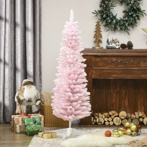 Sapin artificiel 5pi floconné rose forme crayon