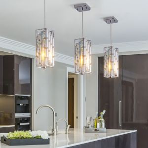 Luminaire cristal pendant moderne 4po, 3 pack, fini chrome