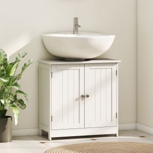 Meuble sous lavabo 2 portes tablette U blanc