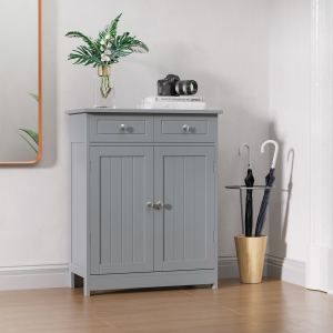 Armoire salle de bain 2 portes 2 tiroirs gris