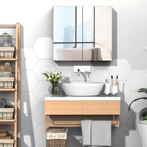 Cabinet armoire miroir salle de bain 24 po x 22 po acier blanc