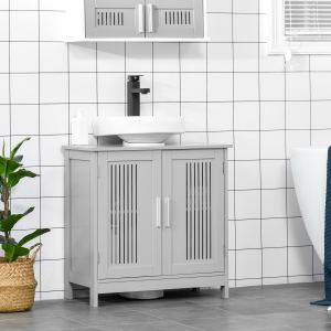 Meuble sous-lavabo pédestal gris