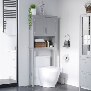 Armoire rangement toilette gris porte double étagère