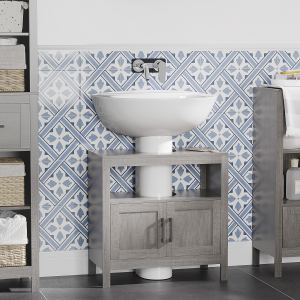 Meuble sous-lavabo pédestal gris