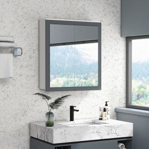 Armoire pharmacie murale blanc, portes doubles, tablettes ajustables