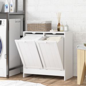 Armoire rangement linge 2 compartiments blanc