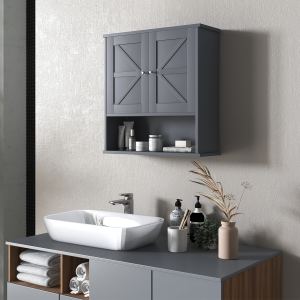 Armoire pharmacie salle bain portes grange, gris