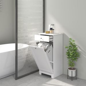 Meuble panier à linge avec tiroir, blanc