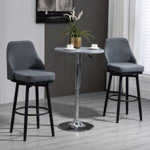 Tabourets de bar modernes, ens. 2 pivotants gris foncé