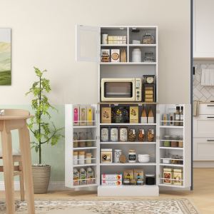 Armoire cuisine 66,5" rayons ajustables, blanc